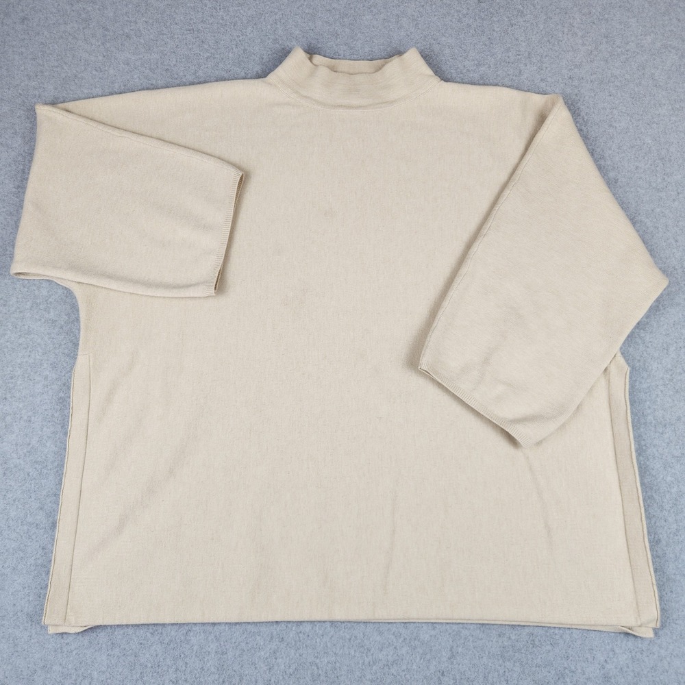 Olivaceous Cream Mock Neck Cashmere Blend‎ Oversized Sweater JT2023-120 Large